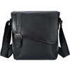 Masa Kawa Men's Black Leather Messenger Bag Retro Small Crossbody