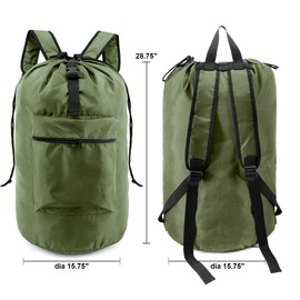 BeeGreen Moss Green Laundry Backpack Bag w Adjustable Shoulder Straps String Closure College Dorm Room Essentials Sturdy Laundry Hamper Portable w Handle XLarge Ripstop for Traveling