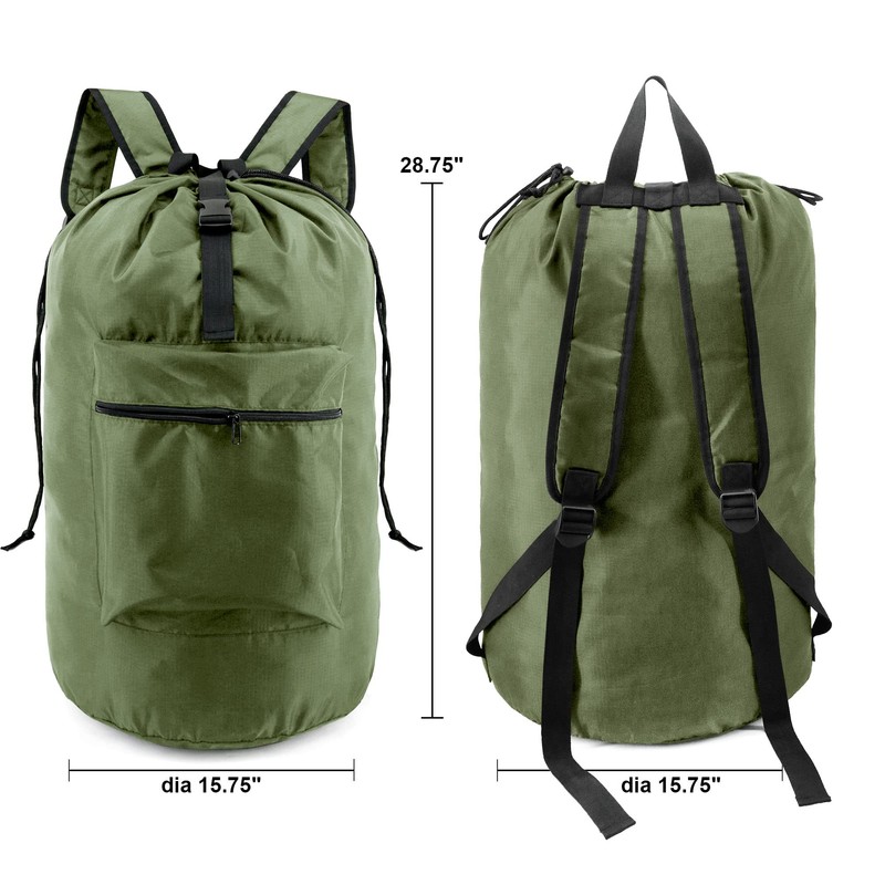 BeeGreen Moss Green Laundry Backpack Bag w Adjustable Shoulder Straps