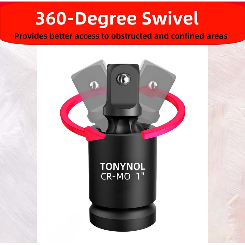 TONYNOL 3 Pcs Universal Joint Swivel Socket Adapter Set 1/4",3/8"&