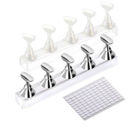 KEQAR 2pcs Nail Racks Nail Clips Nail Practice Clips Nail Manicure Tools Nail Tip Holder Nail Practice Holder Nail Tips Manicure Tool (Silver and Clear)