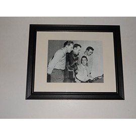 Cleveland Vinyl Framed 1956 Million Dollar Quartet Elvis Presley, Carl Perkins, Johnny Cash, and Jerry Lee Lewis Sun Studios 14" by 17" Print