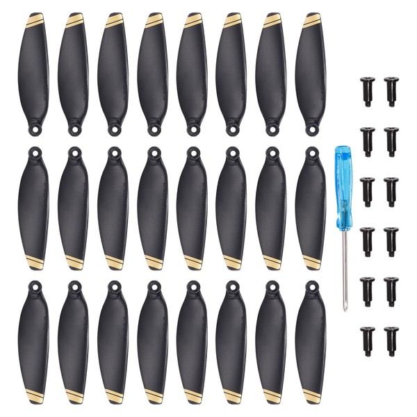 sourcing map Mini 2 Drone Propellers Drone Blades Propellers Black Golden with Screwdriver/Screw, Quick-Release, Low-Noise Propeller for Mini 2 Drone, Quadcopter, Pack of 24