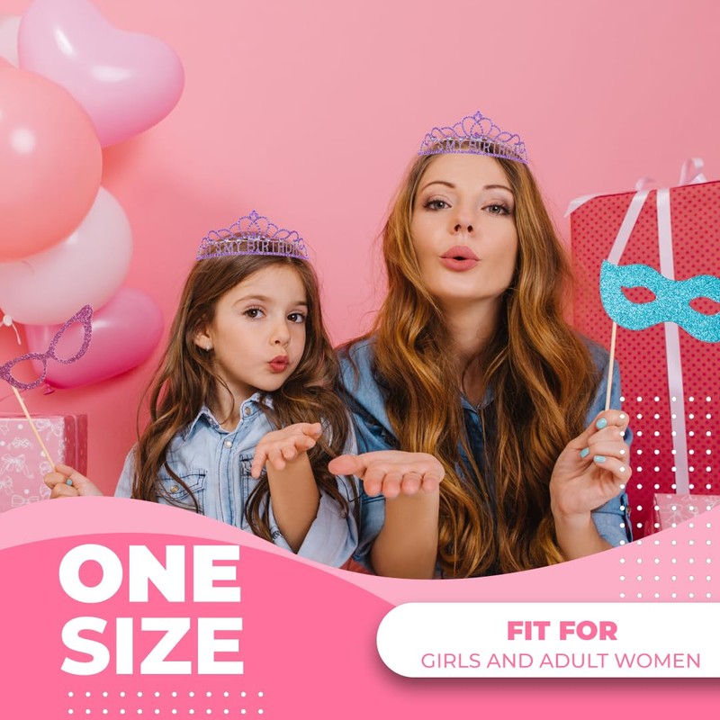 Papoopy Birthday Tiara and Crown with Sash, Birthday Tiara for