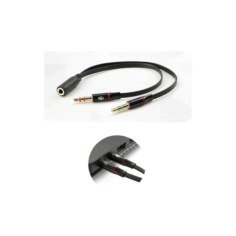 Jinshining Black Headphone Splitter for 3.5mm Female Devices Earbuds and