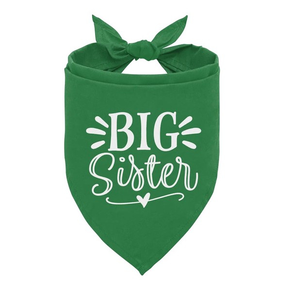 ZPPRJF Big Sister Dog Bandana, Green, Triangle, 25 x 17