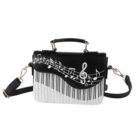 EVEOUT Women's Stylish Piano Pattern Handbag Shoulder Purse Shoulder Bag for Women, Style 5 Black, Elegant