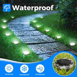 Peasur 6 Pack Solar Lights Outdoor Garden, Solar Ground Light, Waterproof Disk Lights for Pathway, Patio, Yard, Lawn, Landscape (Cool White)