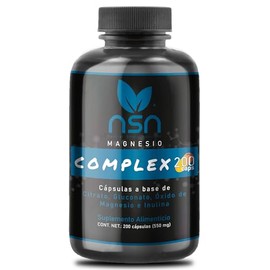NSN | Magnesio Complex con 200 Dosis | Triple Sinergia: Citrato, Gluconato y Óxido con Inulina de Agave | Formulado por la Dra. Friné Velázquez | Alta