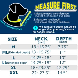 Soft Dog Cone Collar, Comfortable Pet Recovery Neck Collars After Surgery for Large Medium Dogs, Plastic Breathable Elizabethan Dog Head Circle Stop Licking, Adjustable Cones 25cm /10" Long (L Black)