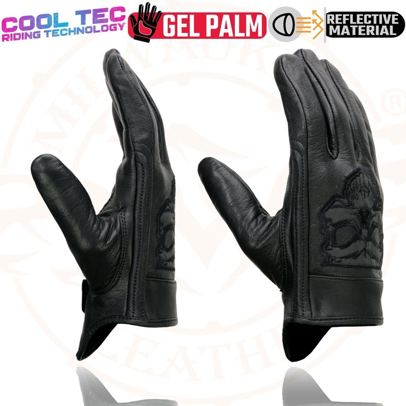 Milwaukee Leather MG7571 Men's Black ‘Col-Tec’ Leather ‘Reflective Skull’ Motorcycle