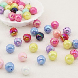 Reddipus 100 Pieces 16mm Acrylic AB Color Round Beads Bubblegum Chunky Loose Beads Valentine's Day Beads for Necklace Bracelet Jewelry Making (Assorted Mix Color)
