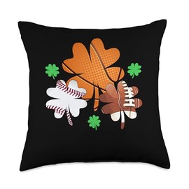 St Patricks day Shamrock Basketball Baseball Irish boys men Throw Pillow