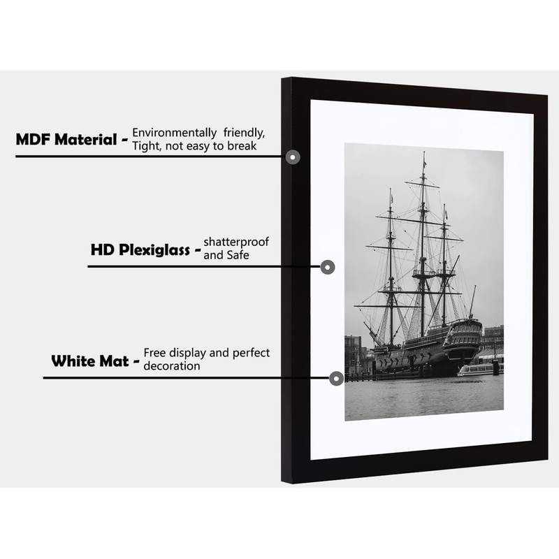 PEALSN 9x12 Picture Frame, Display Pictures 6 x 8 with