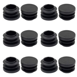 Suiwotin 12PCS 19mm (3/4 Inch) Round Plastic Plug, Round Black Plastic End Cap, Pipe Tubing End Cap, Furniture Finishing Plug Fits for 19/32" to 11/16" ID Tubing