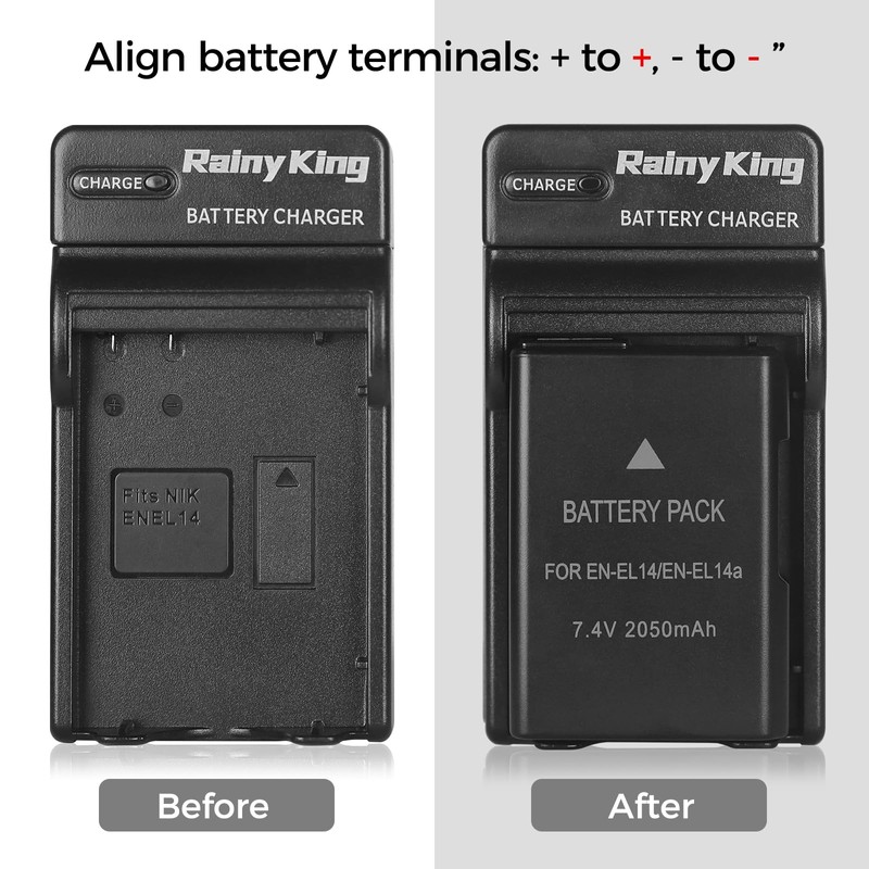EN-EL14/EN EL14a Battery Charger for Nikon D3100, D3300, D3500, D3200,