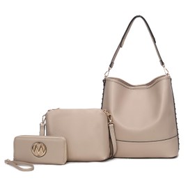 MKF Collection 3Pcs Hobo bag, Crossbody Bag & Wristlet Wallet, Vegan Leather Handbag Purse Set by Mia K