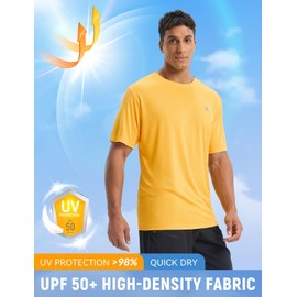 baleaf UV Shirt Men's Sports T-Shirt Swimming Shirt Water UPF 50+ Sports Shirt Training Shirt Fitness Shirt Functional Shirt Quick-Drying Gym, light yellow, XL