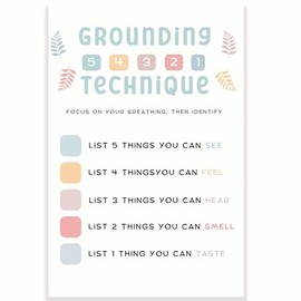 Grounding Technique Classroom Poster - Calm Corner Poster - Emotional Intelligence - School Therapist Counselor - 12 x 18 Inch - Classroom Decor - Classroom Must Haves - Back To School Decor - CPS0412