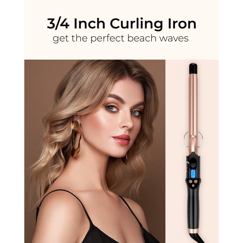 3/4 Inch Extra Long Barrel Curling Iron, Ceramic Tourmaline Curling