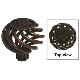 10 Pack Antique Copper Machined Sunflower Bird Cage Birdcage Birds Nest Twist 1-3/8" (35mm) Diameter Kitchen Cabinet Pull Knob 1341-35