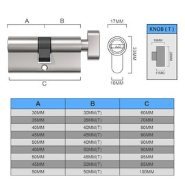 Bwintech 60mm(30T/30) Nickel Euro Cylinder Lock,Door Barrel Lock,Thumbturn Knob with 3 Standard Keys,Anti-Pick,Anti-Bump,Anti Drill,High Security for UPVC,Wooden,Composite Doors