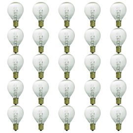 Sunlite G11 Globe Incandescent Light Bulbs, 10 Watts, 65 Lumens, Candelabra E12 Screw, 120 Volt, Dimmable, Title-20 Compliant, 2600K Warm White, Clear, 25 Pack