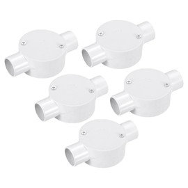 sourcing map 5Pcs PVC Conduit Box Junction Box 2 Way 25mm with Cover, M4 Screws for Home Hose Electrical Conduit Electronic Projects