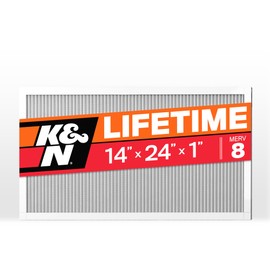 K&N 14X24X1 HVAC Furnace Air Filter, Lasts a Lifetime, Washable, Merv 8, the Last HVAC Filter You Will Ever Buy, Breathe Safely at Home or in the Office, HVC-8-11424