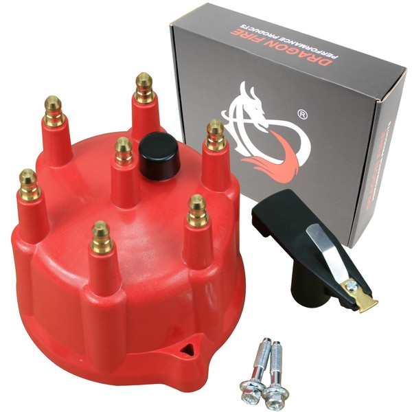 AIP Electronics Dragon FIRE Performance Brass Terminal Ignition Distributor Cap and Rotor Set Compatible with 1992-2003 Dodge 3.9L V6 OEM Fit CAP1048-R