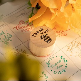 LEISURE CLUB Wooden Stamps, Set of 6, Floral Pattern, Rubber Stamp, For Letters, Greeting Cards, DIY Decoration, Thank You, Christmas, New Year, Coming-of-Age Day, Valentine's Day, White Day, Hinamatsuri Festival, Tamp