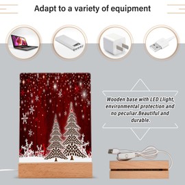 Christmas Tree Night Light Winter Snowflakes Photo Night Lights LED Nightlight Lamp with USB Charger Table Bedroom Bathroom Kitchen Nightlights