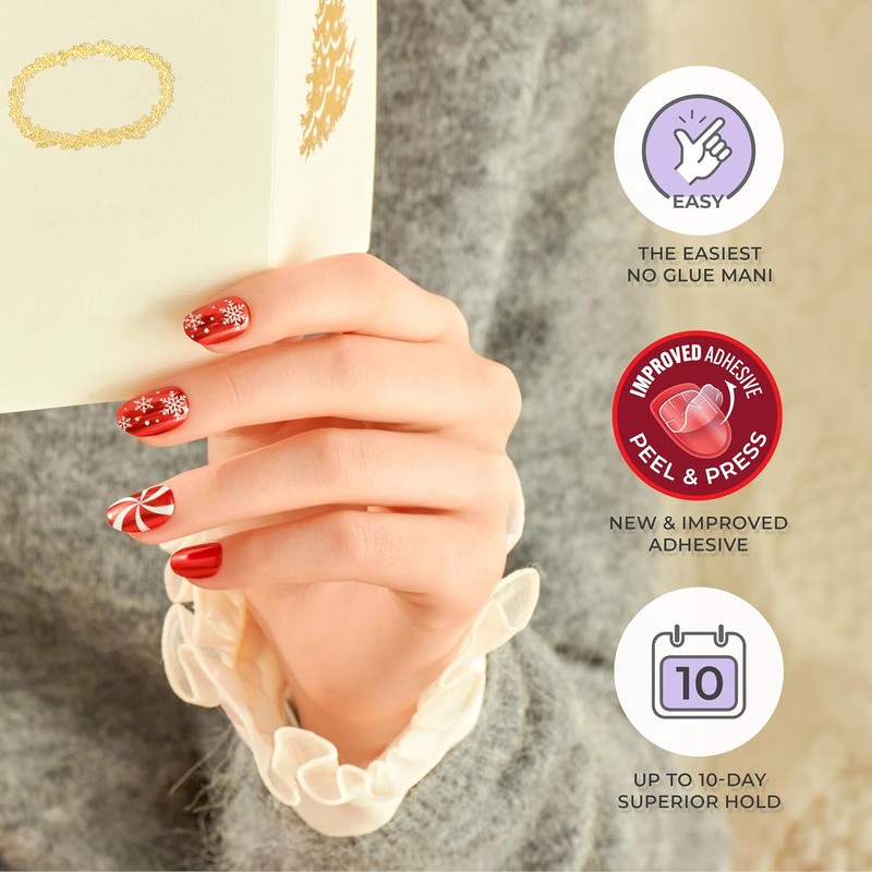 KISS imPRESS Holiday Press On Nails, ‘Mistletoe Kiss’, Brown, Short