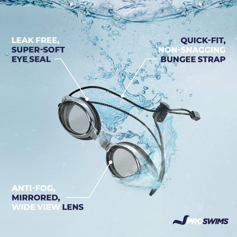 Proswims Anti-Fog Racing Swimming Goggles with Bungee Strap, Hard Case