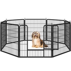 Yaheetech Heavy Duty Extra Wide Dog Playpen, 8 Panels Outdoor Pet Fence for Large/Medium/Small Animals Foldable Puppy Exercise Pen for Garden/Yard/RV/Camping 32 Inch Height x 32 Inch Width