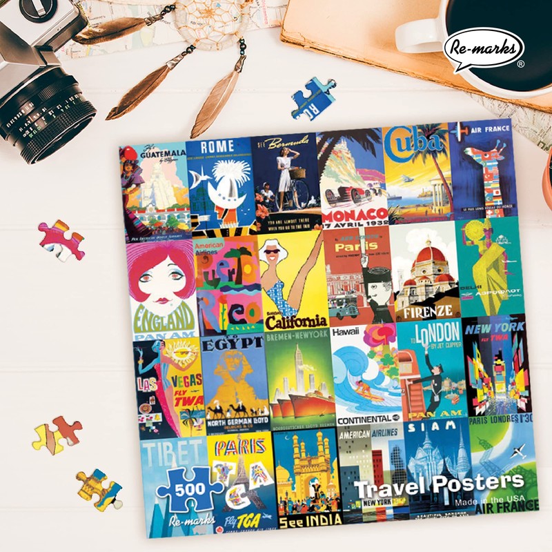 Re-marks Travel Posters, Poster Puzzle, 500-Piece Jigsaw Puzzle for All