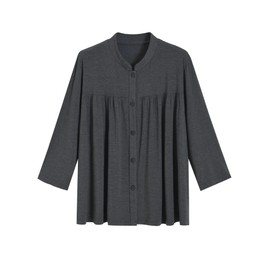 Latuza Women's Bamboo Viscose Button Down Capri Pajamas Set, Dark Gray, Large