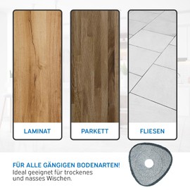 kör4u Microfibre Mop Pads Set of 3 - Washable up to 60°C, Reusable, for All Floors (Wood, Laminate, Tiles, PVC), Effective Dust & Dirt Absorption