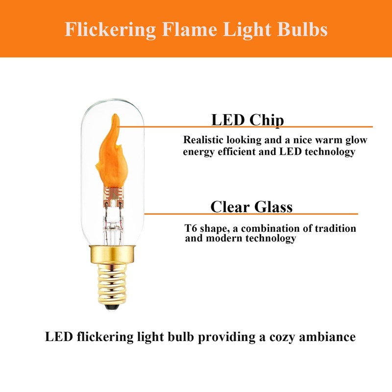 SHUWDKAR E12 Flickering Flame Bulb, Realistic Flame Effect LED Chandelier
