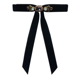 JKQBUX Versailles series Baroque Retro Velvet Ribbon Bow Tie Brooch Necktie for Women Girls Pre-Tied Big Bowknot Brooch Pin