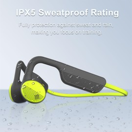 Bone Conduction Headphones, Open-Ear Wireless Bluetooth Workout Headphones with Microphones, 8Hr Playtime, Waterproof Earphones for Sports, Running, Gym, Hiking, Cycling