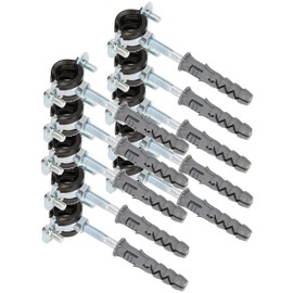 KOTARBAU® Set of 10 Pipe Clamps 3/8 Inch with Rubber Insert Vibration Insulating Pipe Holder Screw Pipe Clamp Pipe Fixing Pipe Holder for Ducts Round Pipes Ventilation Ducts