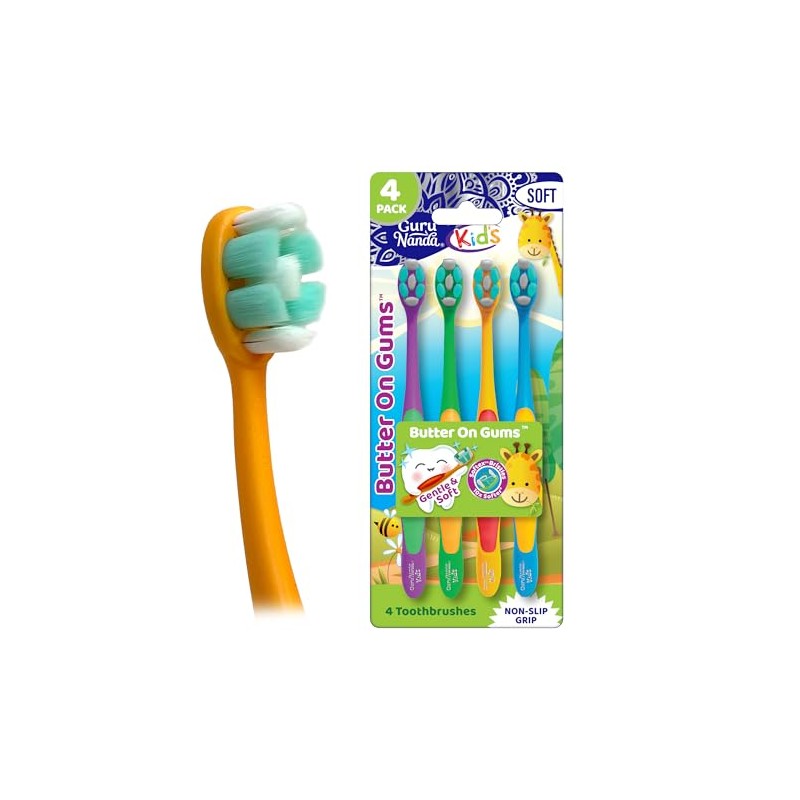 GuruNanda Butter On Gums - Cepillo dental para niños, paquete