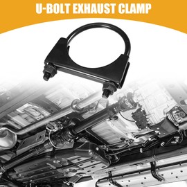 Partuto 1 Pc 2.56" Universal U-Bolt Exhaust Clamp - Car Muffer Clamps Exhaust - Stainless Steel Black