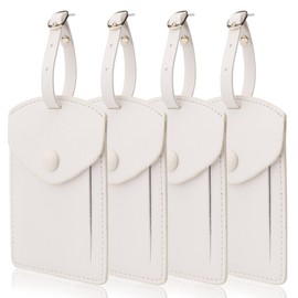 Kevancho Leather Luggage Tags for Men Women, Suitcase Labels Baggage Bag Tag ID Tags with Full Back Privacy Cover for Cruise Ships, Travel Accessories Tags Set of 4 PCS