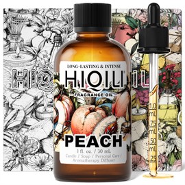 HIQILI Peach Fragrance Oil for Home Diffuser, DIY Candle, Linen & Room Freshener Spray Making, Juicy Fruit Scents - 1 Fl Oz