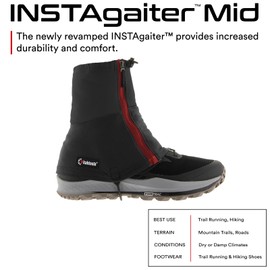 Kahtoola INSTAgaiter Mid Gaiters for Hiking, Trail Running, Mountaineering, Hunting, Rocky Terrain, Mud, Snow & Ice - Basalt - X-Small