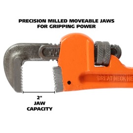 GreatNeck PW10 Pipe Wrench | Quality Home & Automotive Tool | Well Balanced Wrench | Steel Construction | Adjustable Jaws | Red, Gray, & Silver