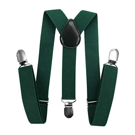 axy HTK25-1 Children's Boys Braces Y Shape Wide 2.5 cm with 3 Strong Clips Can be Combined with Bow Tie Plain Colours, Green