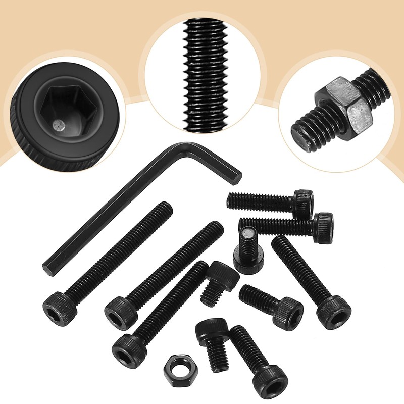 220 pieces M5 screw set, black hex screws with nuts